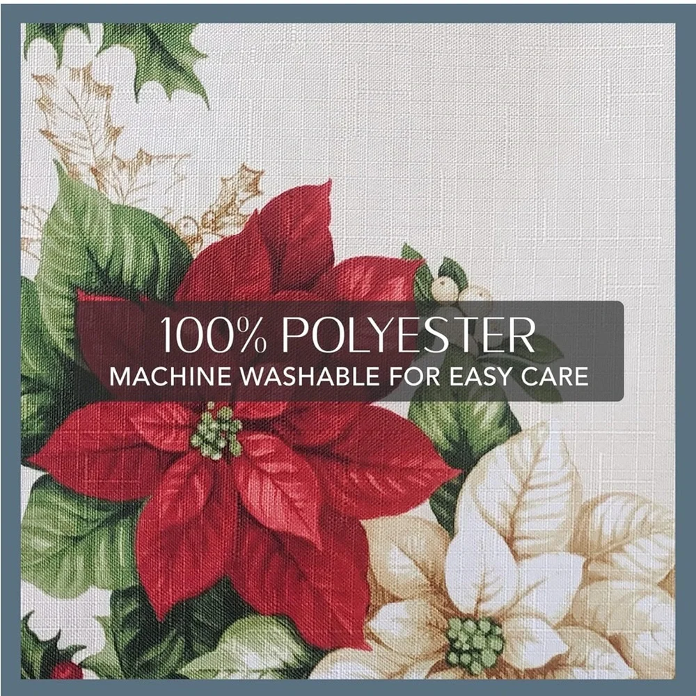 Red and White, 70 Inches x 72 Inches Christmas, Poinsettias Shower Curtain